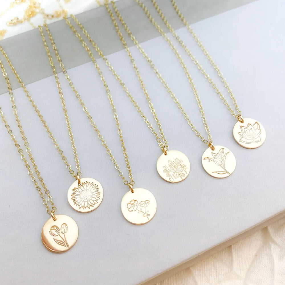 
            
                Load image into Gallery viewer, 14K Gold-Filled Birth Flower Necklace
            
        